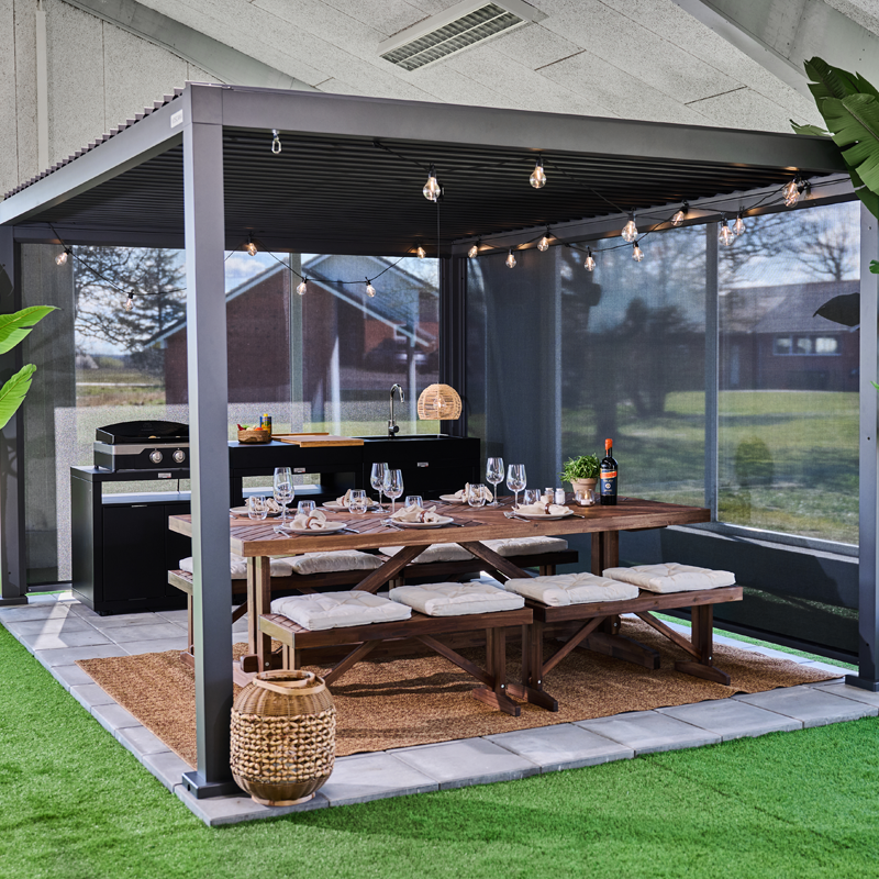 3x4 m pergola med udekøkken